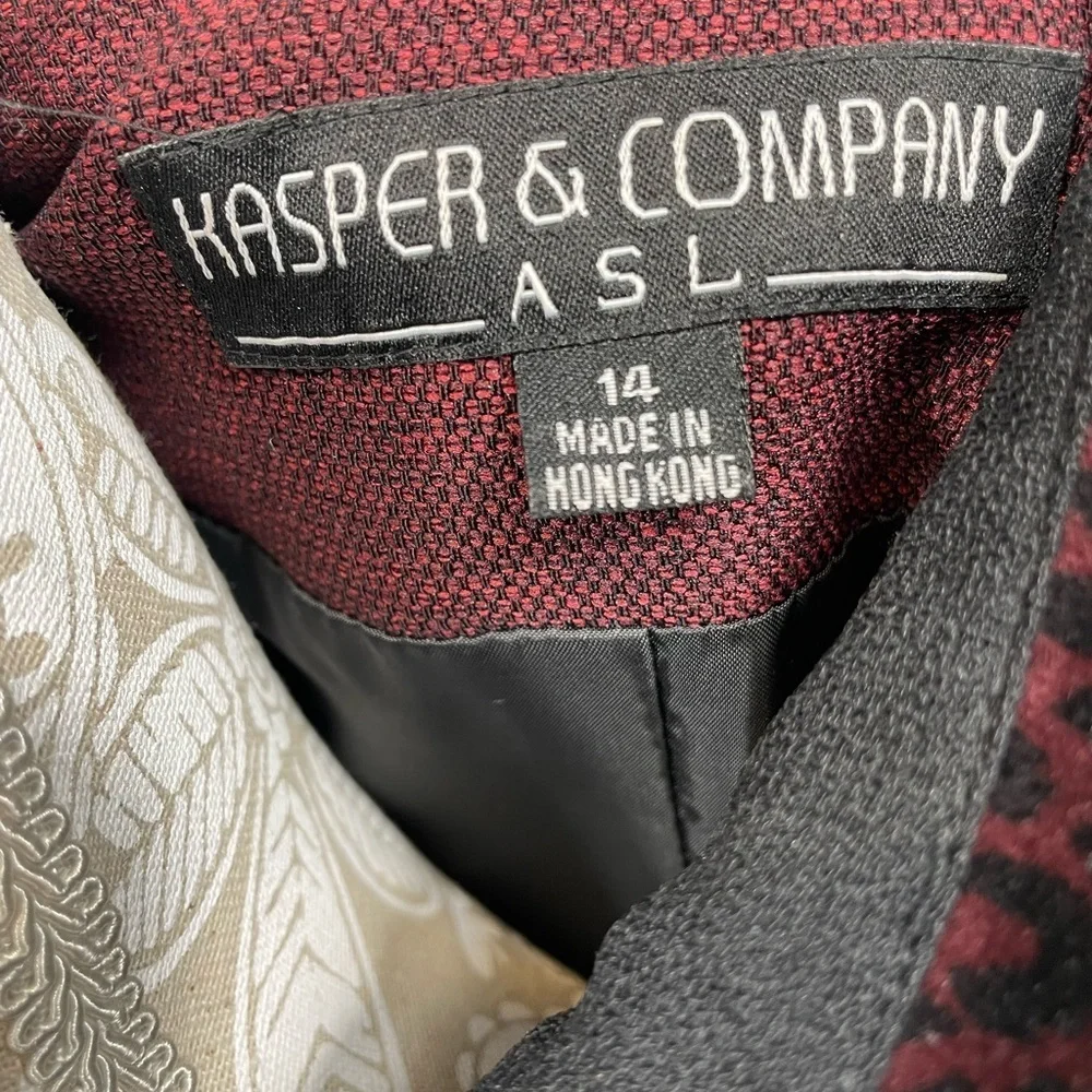 Kasper & Company ASL Burgundy & Black Skirt Suit | Women’s 14